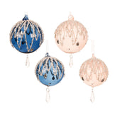 Decoris Glass Bauble with Dangling Bead 10cm - 2 Assorted
